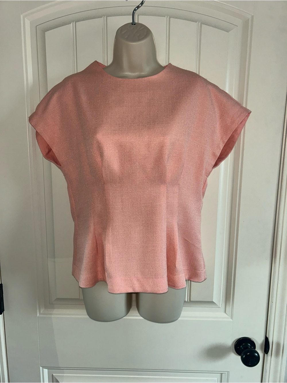 NWT crown & ivy Peach Short Sleeve Tweed Darted Blouse Sz 8